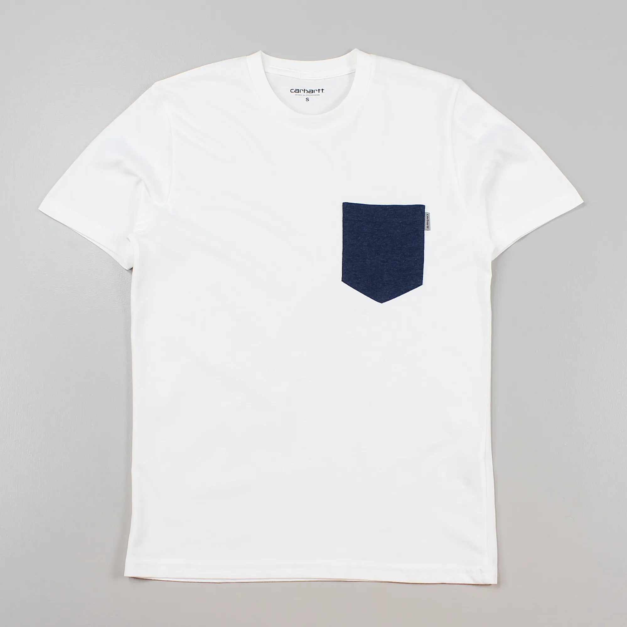 Carhartt Contrast Pocket T Shirt White Navy - Main Image
