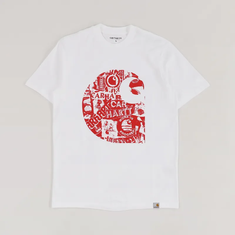 Carhartt WIP Collage C T Shirt White Etna Red