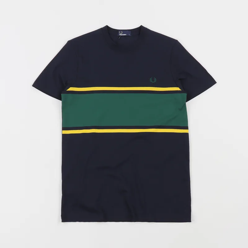 Fred Perry Colourblock T Shirt Navy