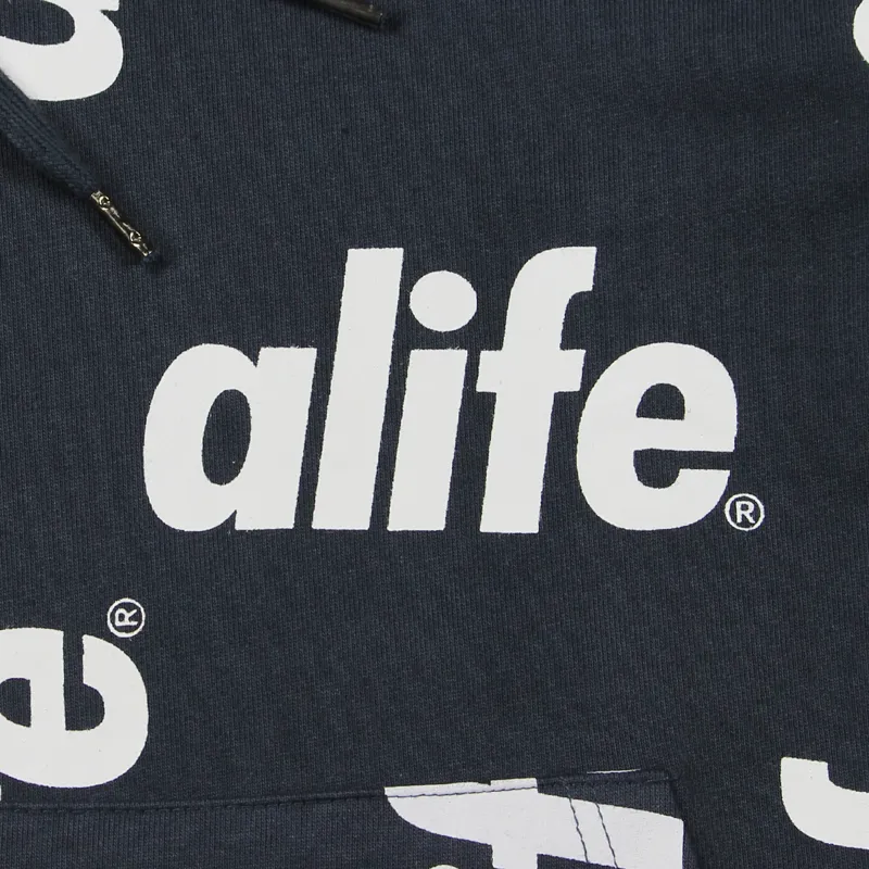 Alife Core Allover PullOver Hoodie Blue White-1