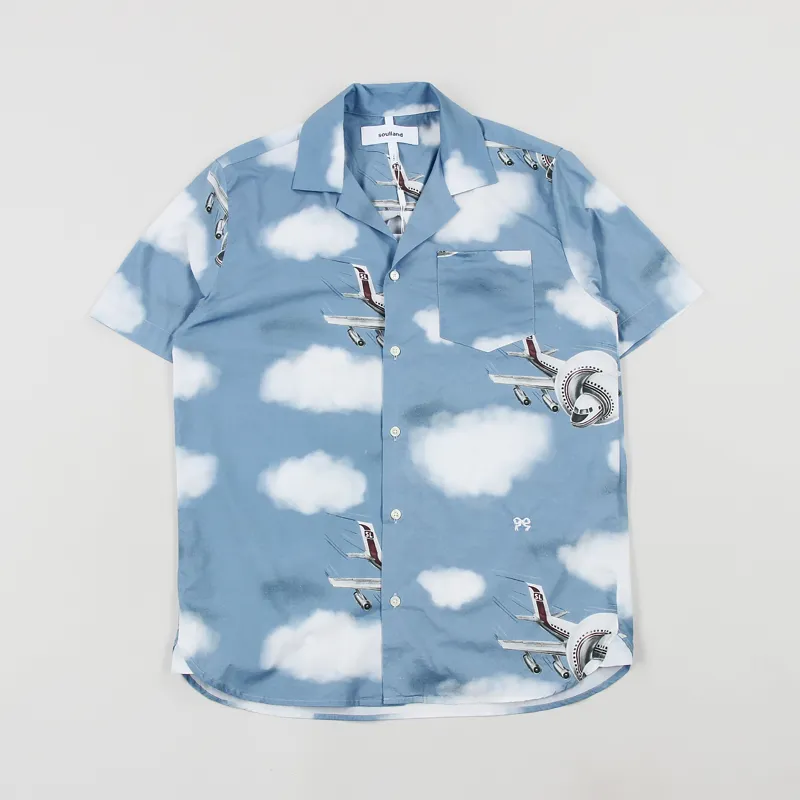 Soulland Cornwall Short Sleeve Shirt Blue