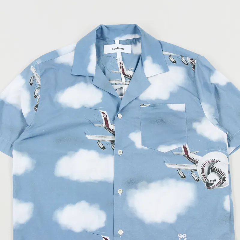 Soulland Cornwall Short Sleeve Shirt Blue-1