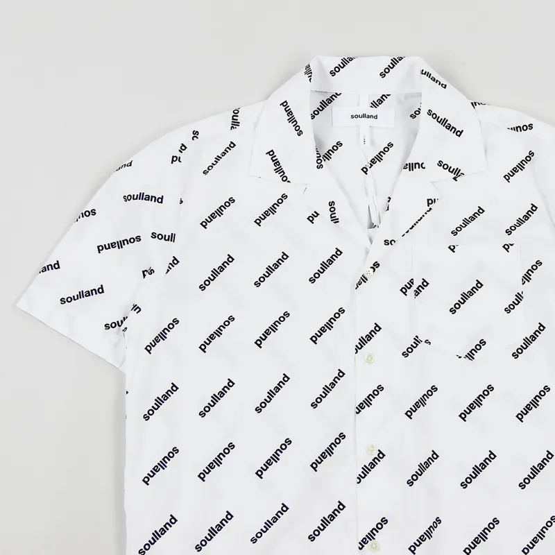Soulland Cornwall Short Sleeve Shirt White-1