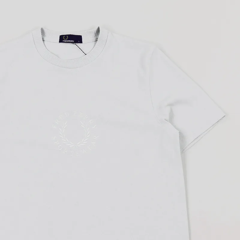 Fred Perry Circular Embroidered T Shirt Cement-1