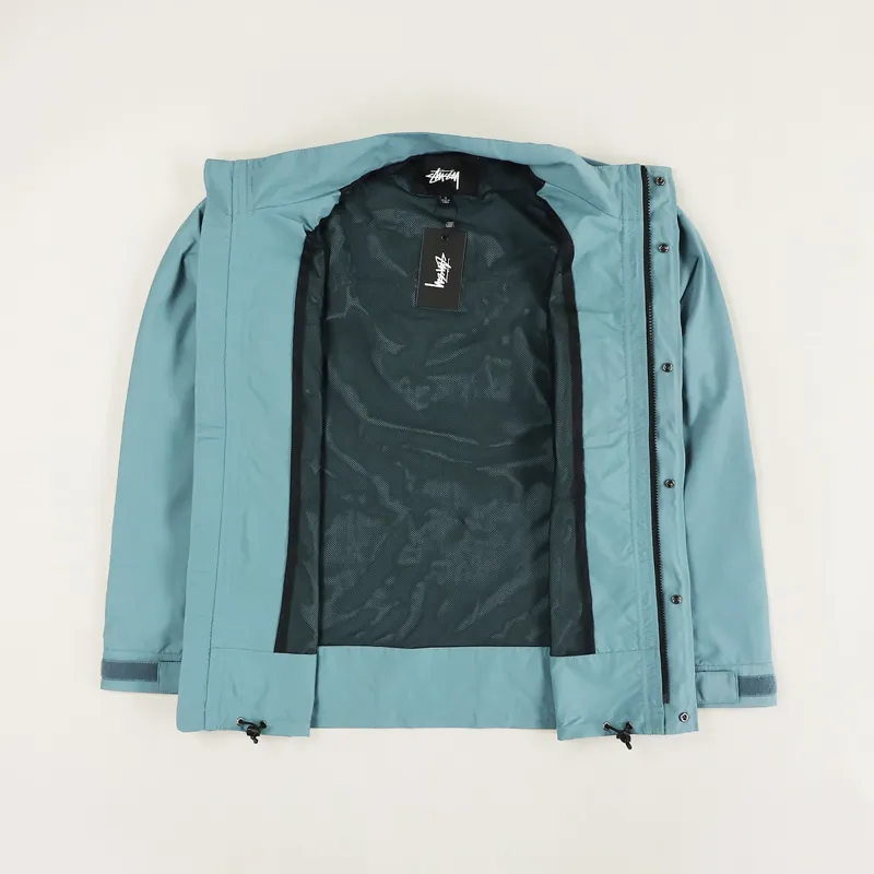 Stussy Mens Logo Street Technical Utility Cargo Jacket Teal Green