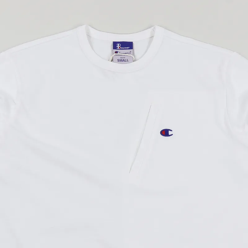 Champion x Beams Crew Neck Pocket T Shirt White-1