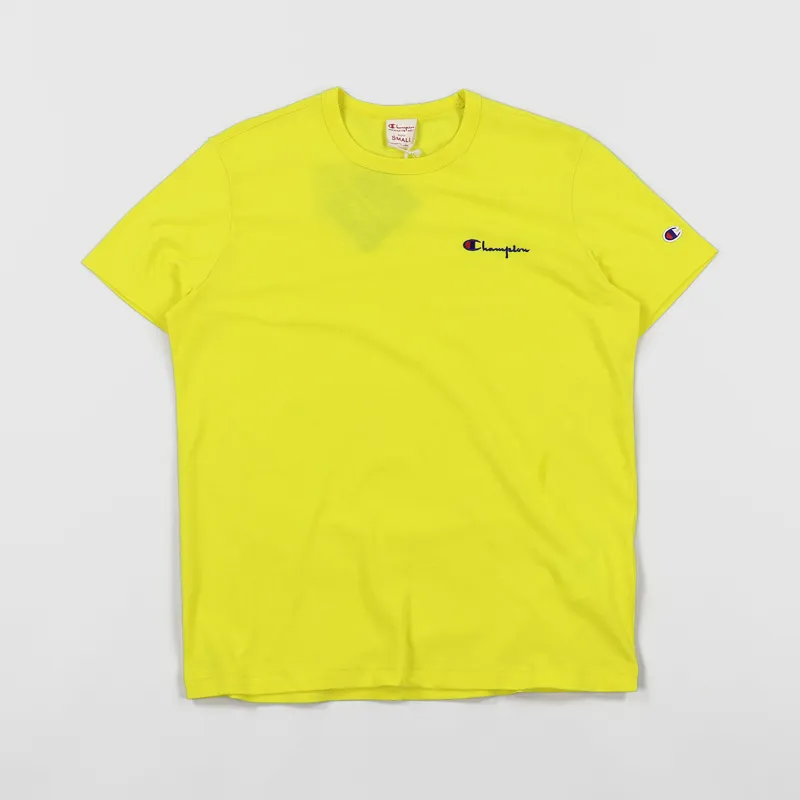 Champion Reverse Weave Crewneck Chest Logo T Shirt Bright Yellow