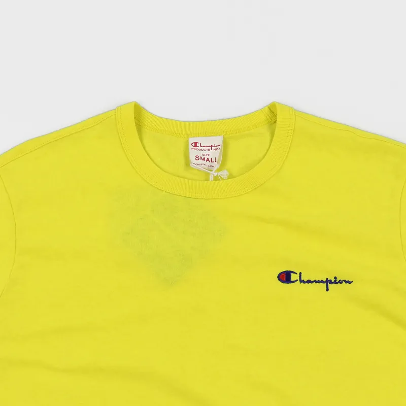 Champion Reverse Weave Crewneck Chest Logo T Shirt Bright Yellow-1