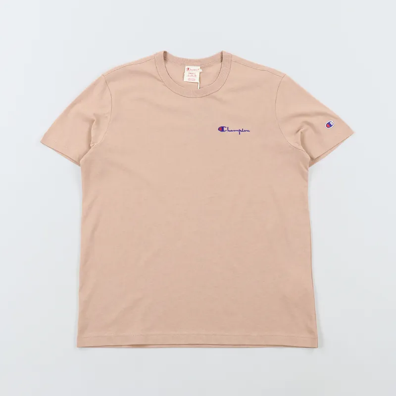 Champion Reverse Weave Crew Neck Small Script T Shirt Peach
