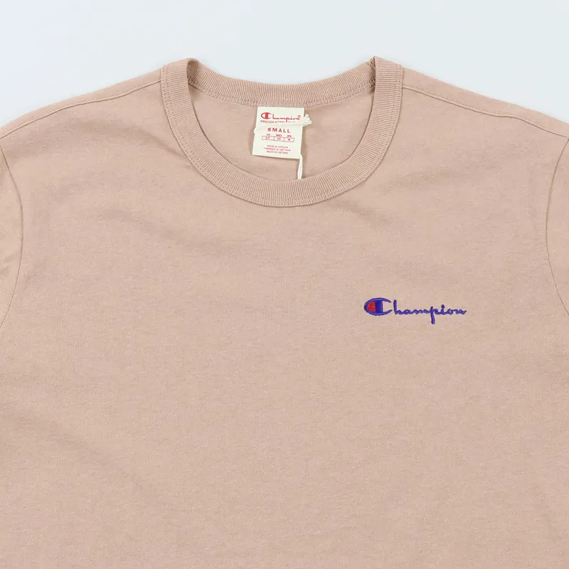 Champion Reverse Weave Crew Neck Small Script T Shirt Peach-1