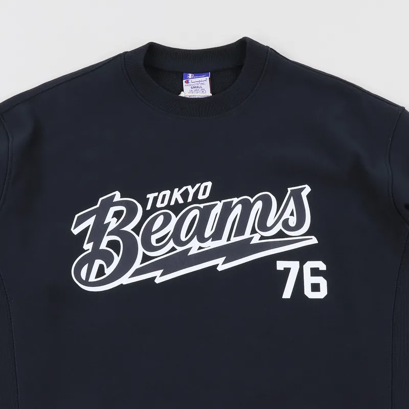 Champion x Beams Crew Neck Sweatshirt Navy-2
