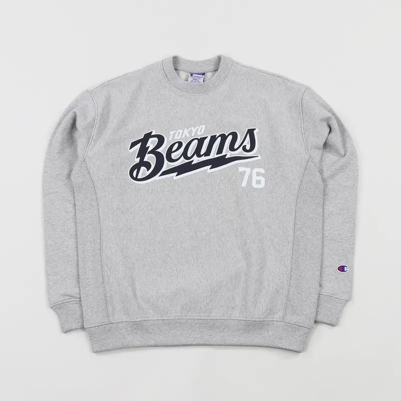Champion x Beams Crew Neck Sweatshirt Grey-1