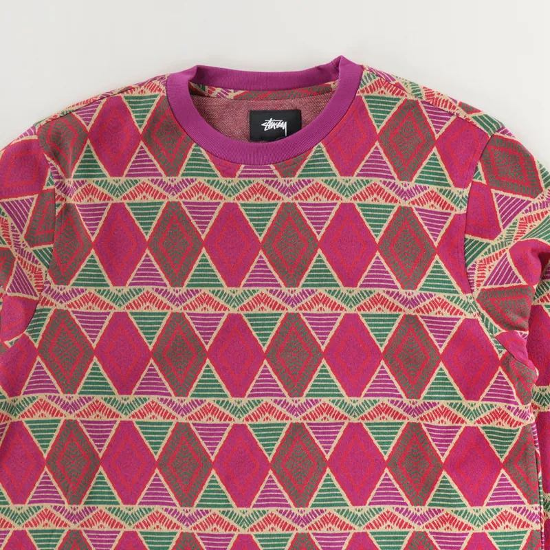 Stussy Cuzco Long Sleeve Crew T Shirt Berry-1