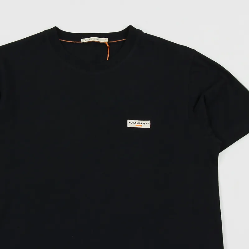Nudie Jeans Daniel Logo T Shirt Black-1