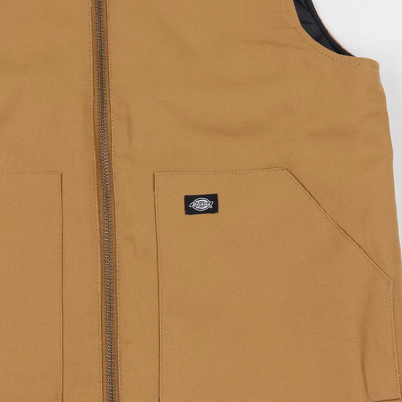 Dickies Workwear Dellwood Canvas Winter Vest Gilet Brown Duck