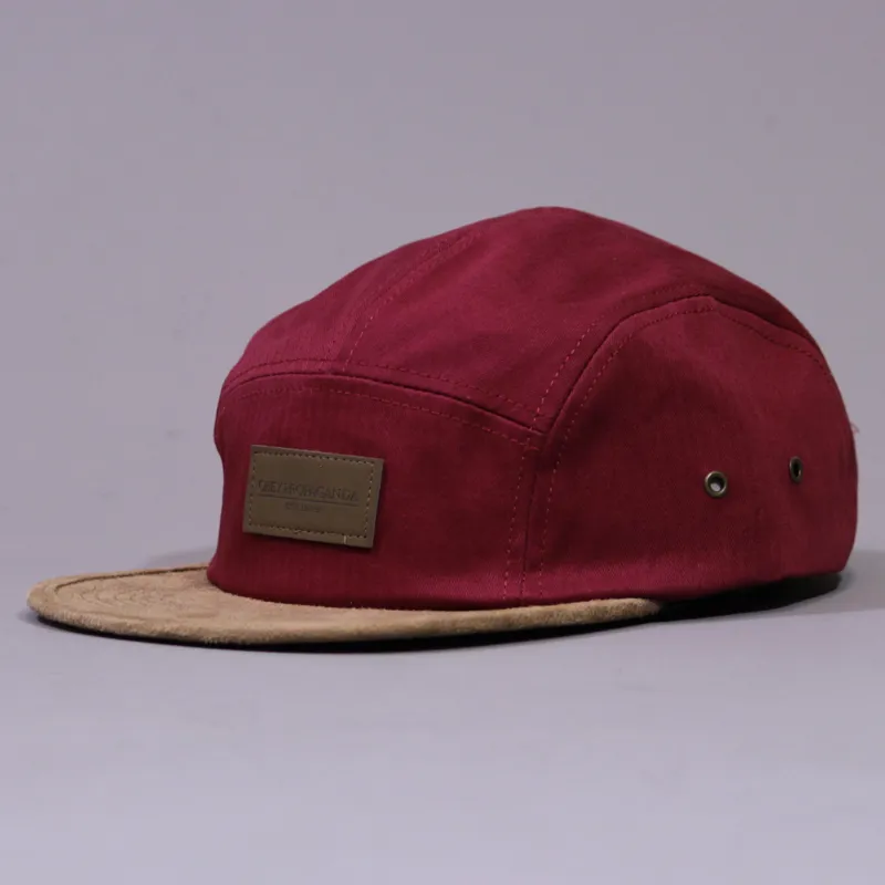 Obey Mens Descent 5 Five Panel Suede Herringbone Canvas Cap Hat