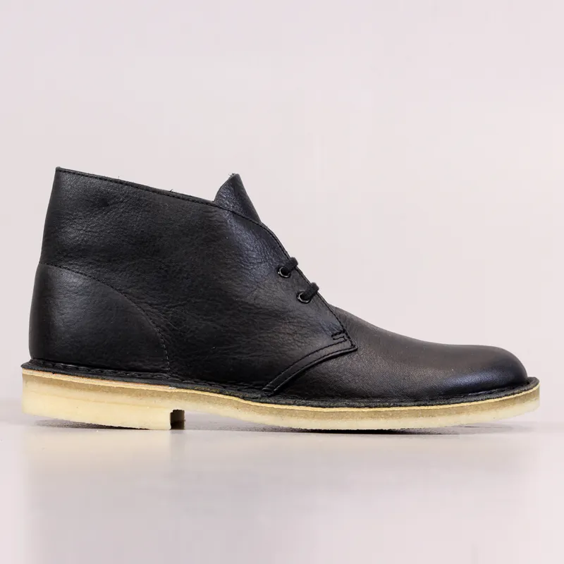 Clarks Mens Desert Boots Shoes Black Leather