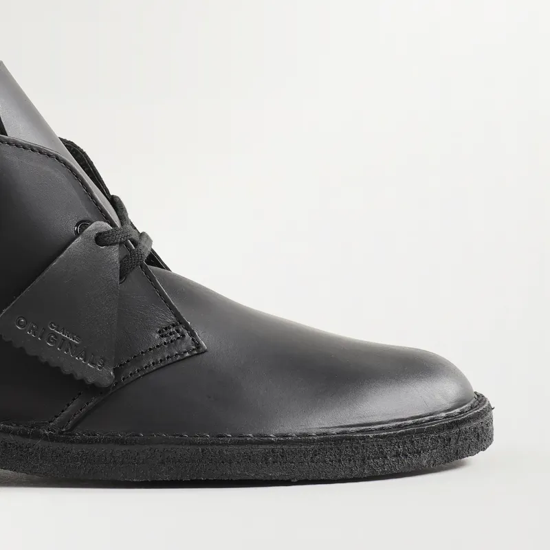 Original Clarks Desert Boots Polished Black Leather