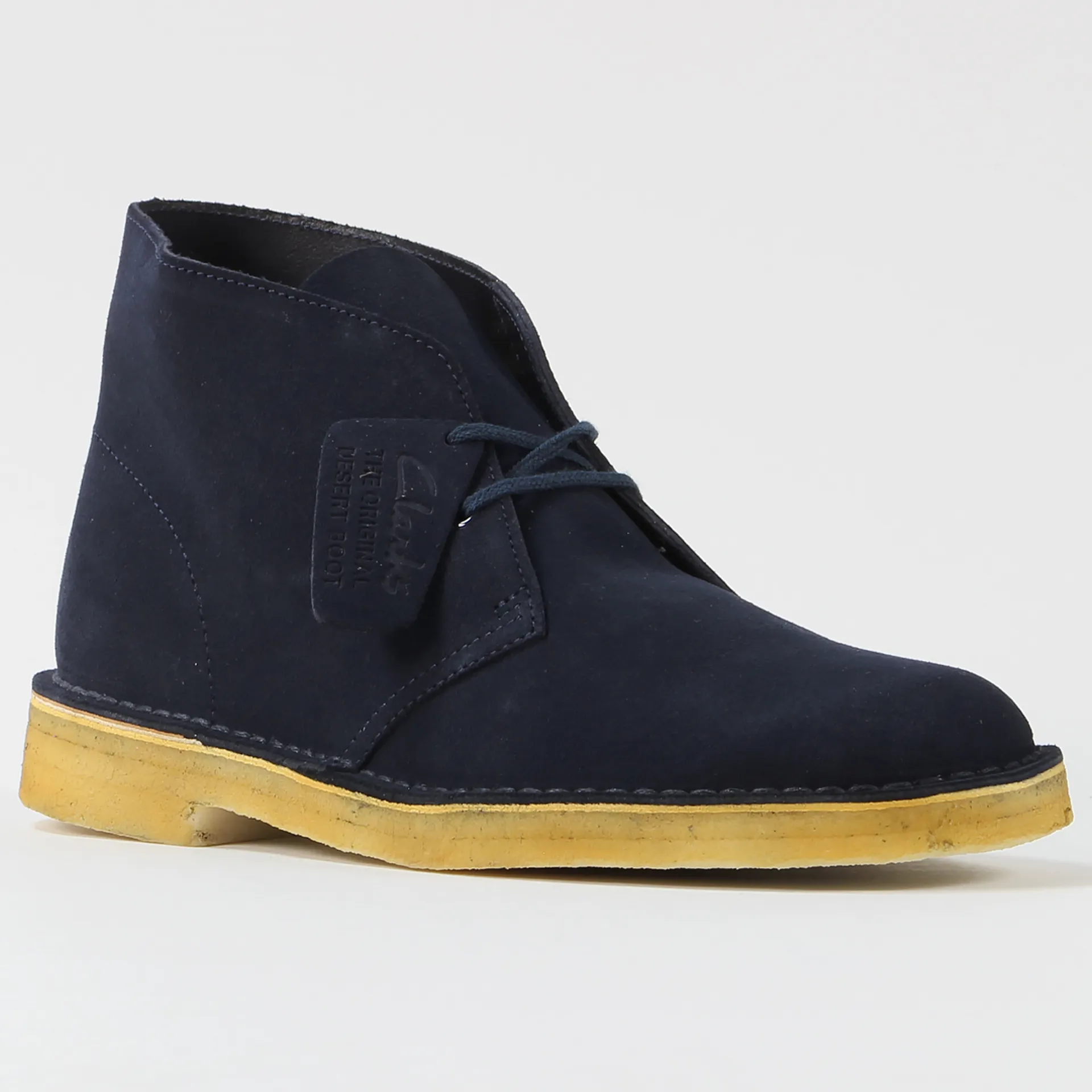 Leather Clarks Desert Boots Dark Blue Clarks Originals Mens Suede