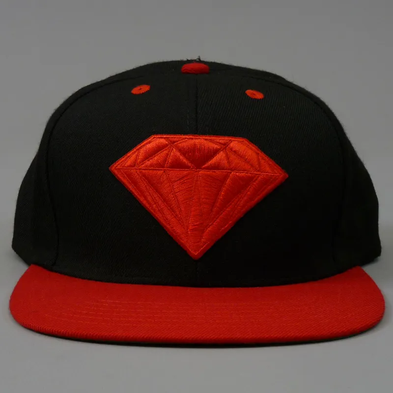 Diamond Emblem Snapback Cap - Red and Black-2