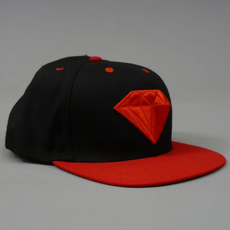 Diamond Emblem Snapback Cap - Red and Black-1