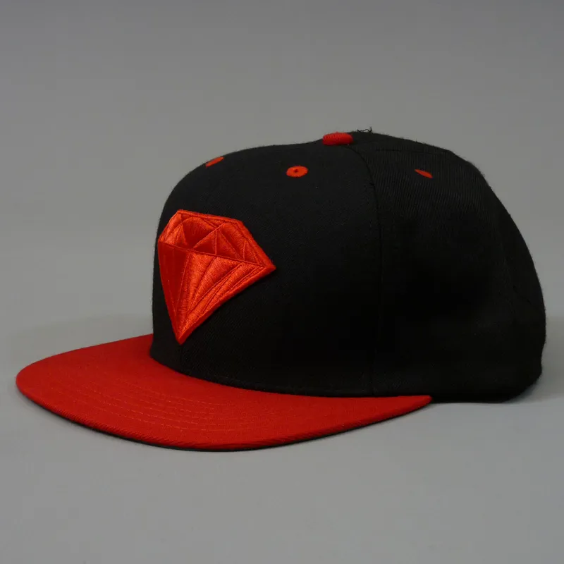 Diamond Emblem Snapback Cap - Red and Black