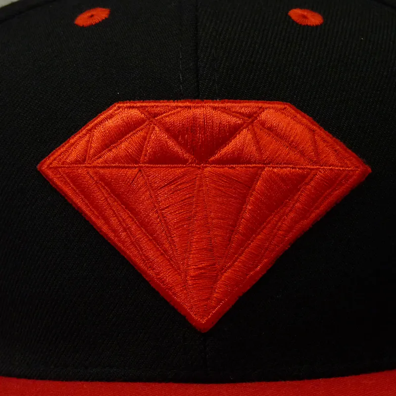 Diamond Emblem Snapback Cap - Red and Black-4