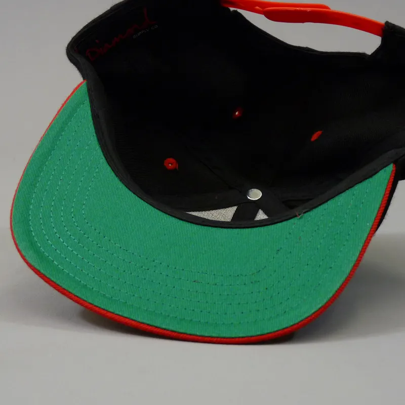 Diamond Emblem Snapback Cap - Red and Black-5