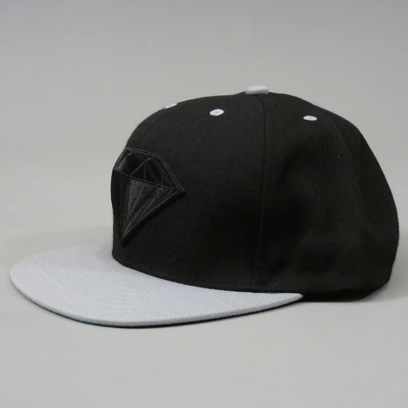Diamond Emblem Snapback Cap - Black and Grey