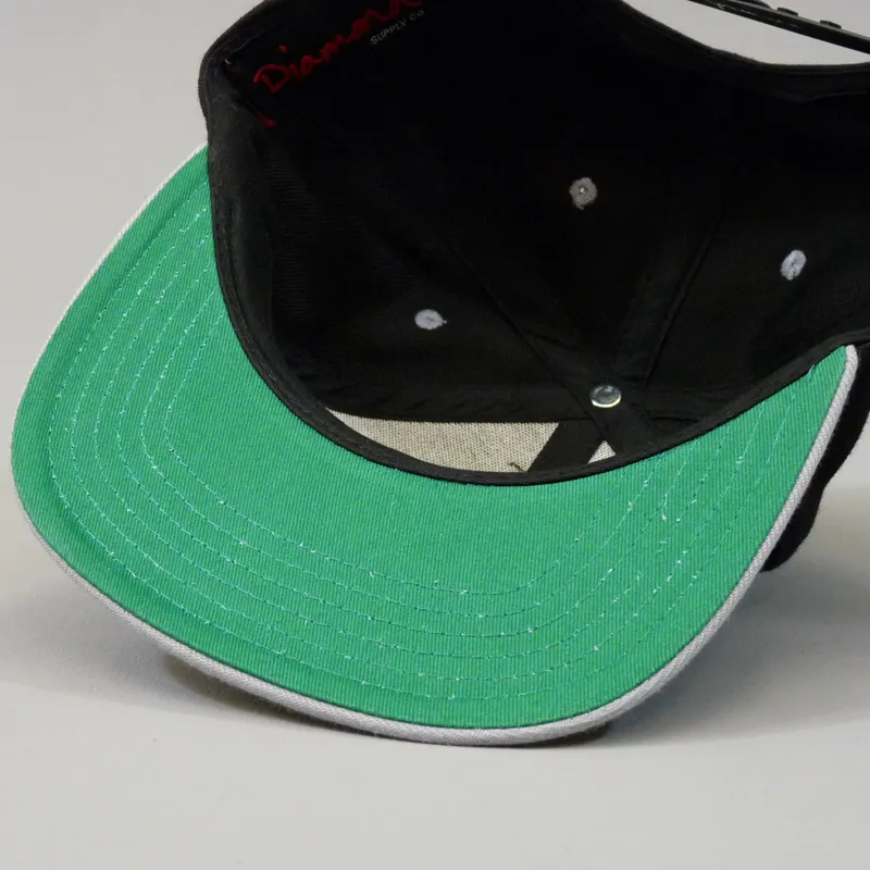 Diamond Emblem Snapback Cap - Black and Grey-5