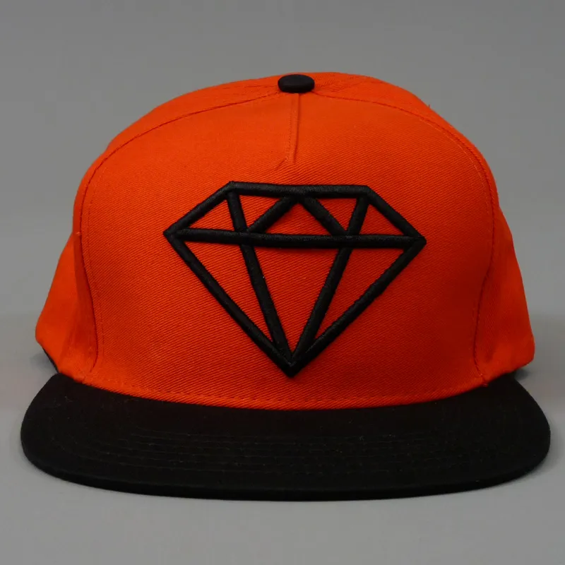 Diamond Rock Snapback Cap - Orange and Black-2