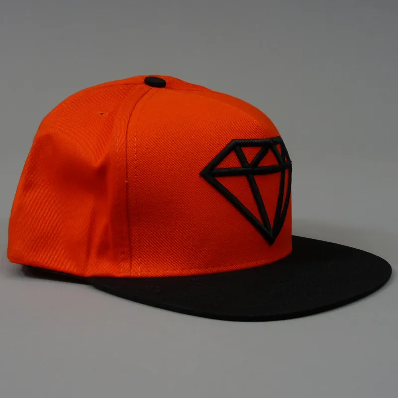 Diamond Rock Snapback Cap - Orange and Black-1