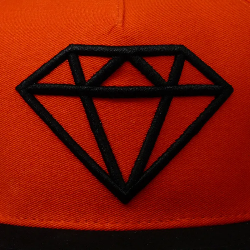 Diamond Rock Snapback Cap - Orange and Black-4