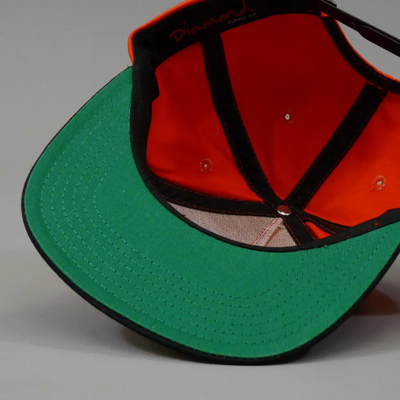 Diamond Rock Snapback Cap - Orange and Black-5