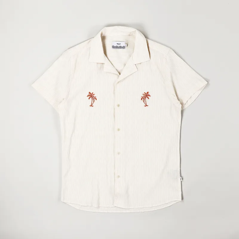 Wax London Didcot Short Sleeve Shirt Yellow White Seersucker Palm