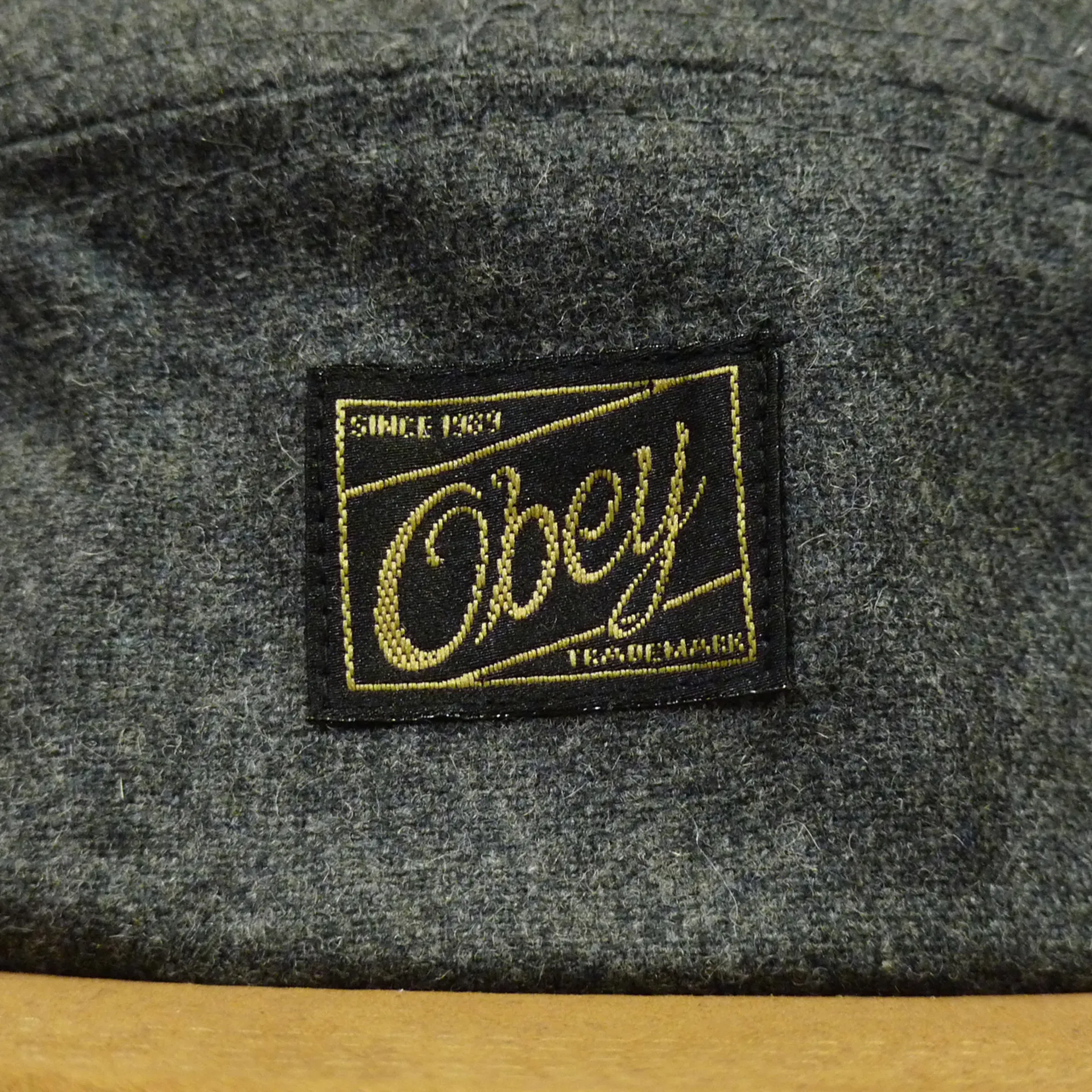 Obey Dredge Five Panel Camp Cap Charcoal Grey Wool