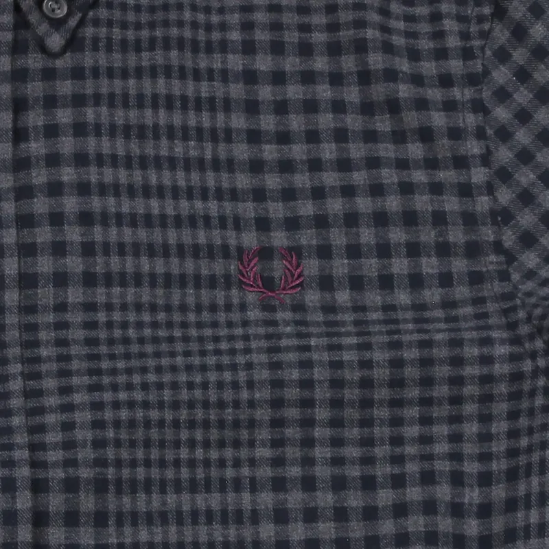 Fred Perry Distorted Gingham Twill Long Sleeve Shirt Graphite-1