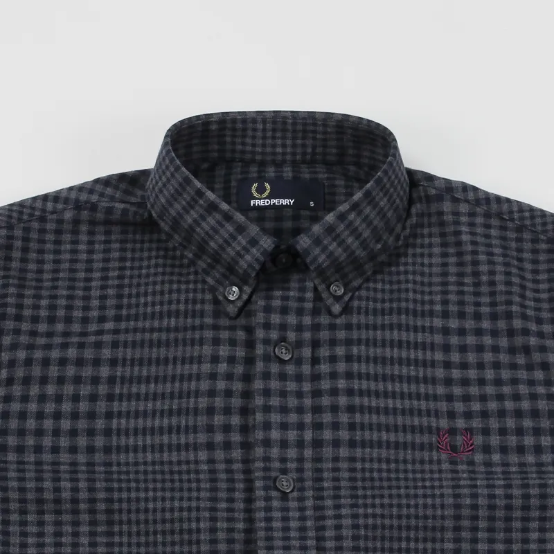 Fred Perry Distorted Gingham Twill Long Sleeve Shirt Graphite-2