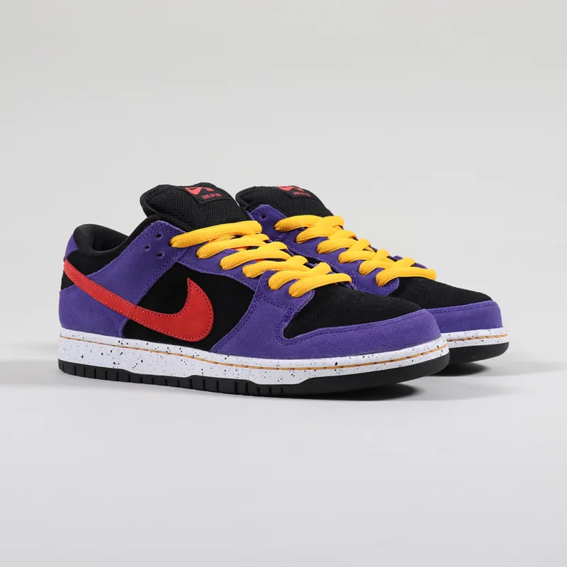 nike sb dunk low pro black sunburst varsity purple