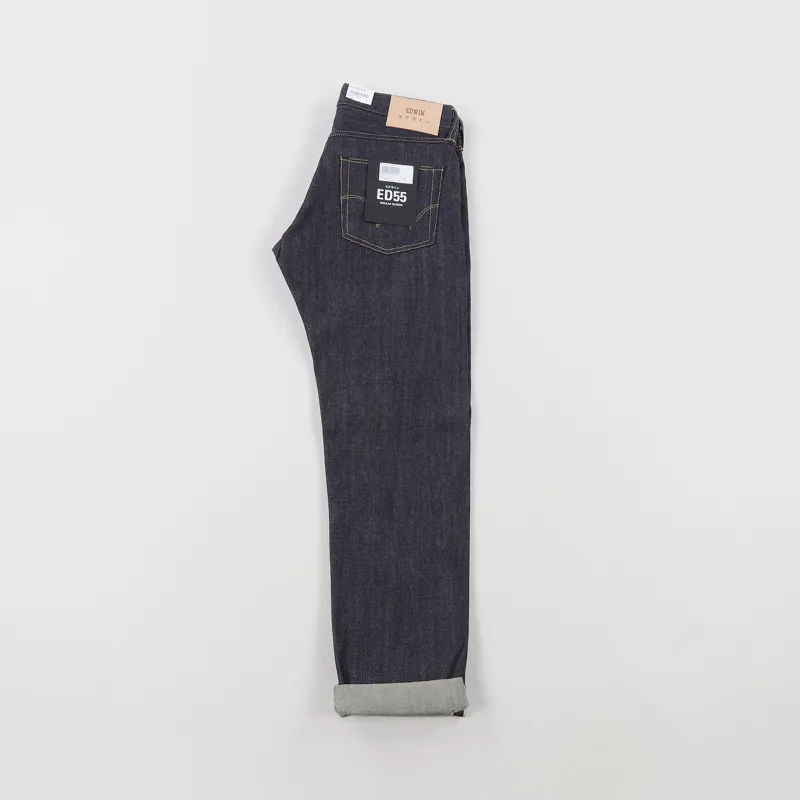 Edwin ED-55 Regular Tapered Jeans 63 Rainbow Selvage Denim Unwashed-3