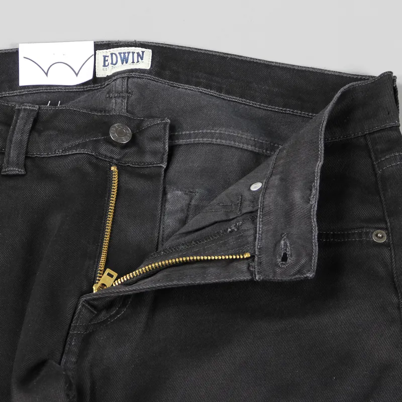 Edwin ED-85 Slim Taper Low Crotch Jeans Black Rinsed-2