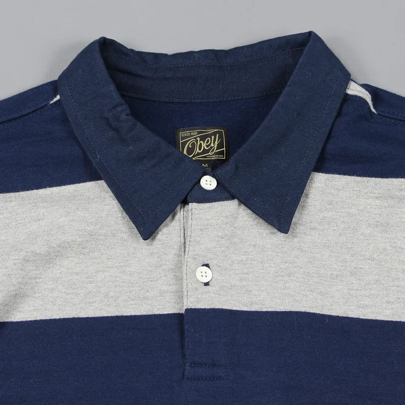 Obey Edinburgh Rugby Fleece Shirt Grey Navy-1