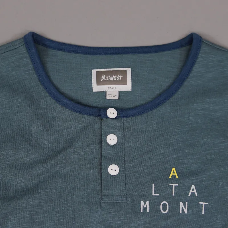 Altamont Elint Henley Raglan T Shirt Blue-1
