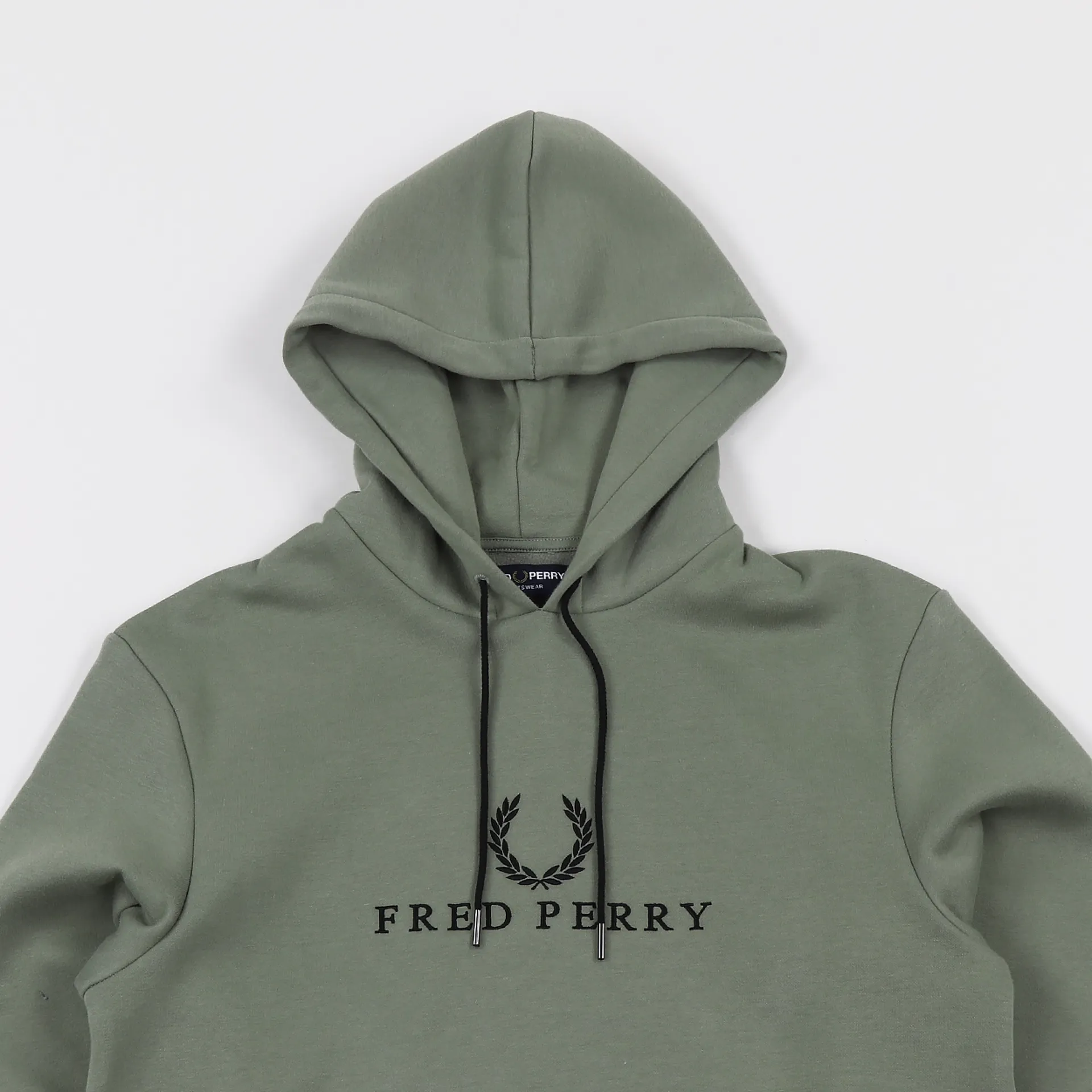 Fred Perry Mens Embroidered Hooded Sweat Hoodie Washed Khaki