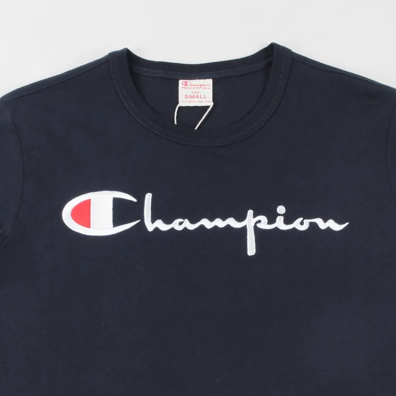 Champion Embroidered Logo T Shirt Navy-1