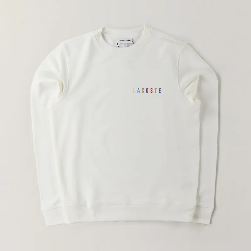 Lacoste Embroidery Multicolour Signature Fleece Sweat Flour White