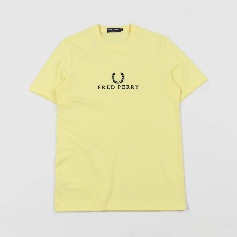 Fred Perry Embroidered T Shirt Soft Yellow