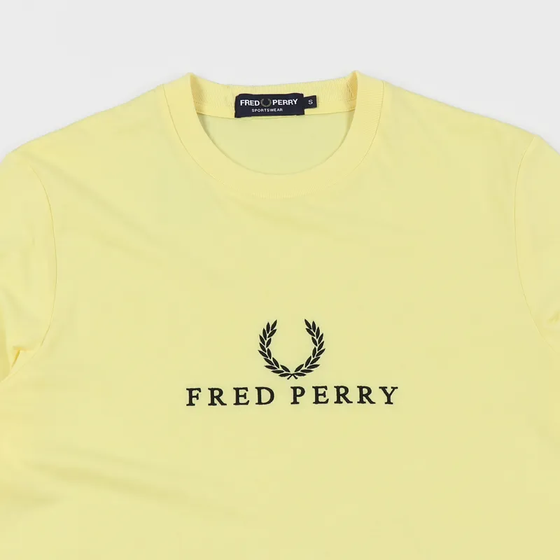 Fred Perry Embroidered T Shirt Soft Yellow-1