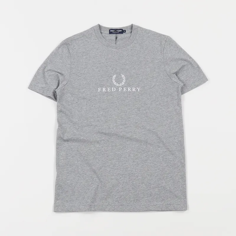 Fred Perry Embroidered T Shirt Steel Marl