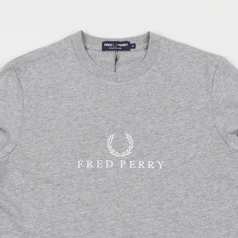 Fred Perry Embroidered T Shirt Steel Marl-1